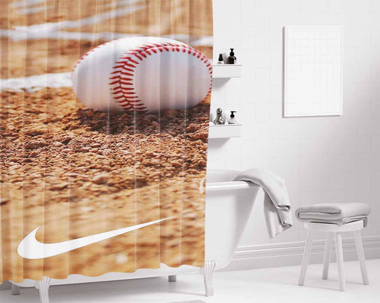 Baseball Field Nike Bathroom Shower Curtain Fabric Waterproof | 66 X 72 Inch