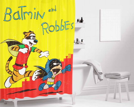 Batmin And Robbes Bathroom Shower Curtain Fabric Waterproof | 66 X 72 Inch