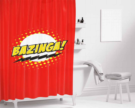 Bazinga Logo Sheldon Cooper Bathroom Shower Curtain Fabric Waterproof | 66 X 72 Inch