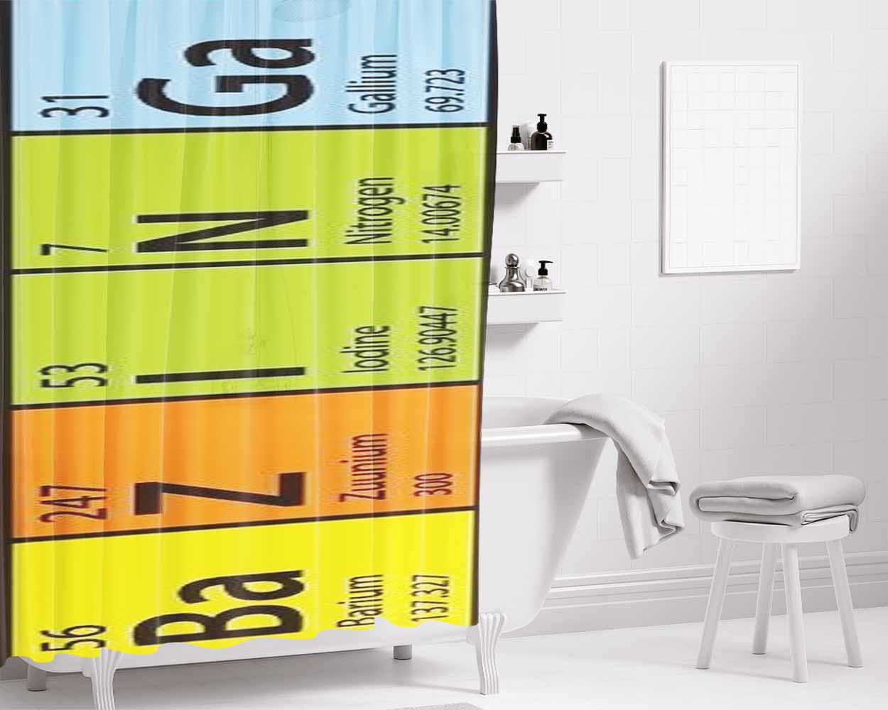 Bazinga Periodic Table Big Bang Bathroom Shower Curtain Fabric Waterproof | 66 X 72 Inch