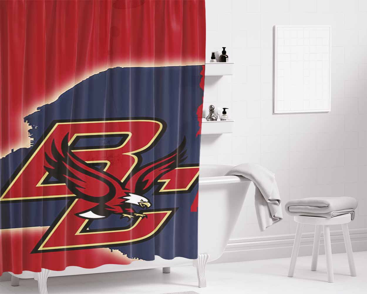 Bc Logos Bathroom Shower Curtain Fabric Waterproof | 66 X 72 Inch