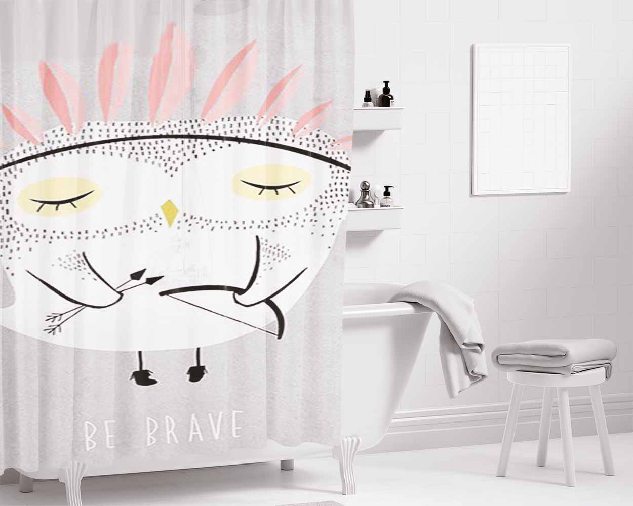Be Brave Bathroom Shower Curtain Fabric Waterproof | 66 X 72 Inch