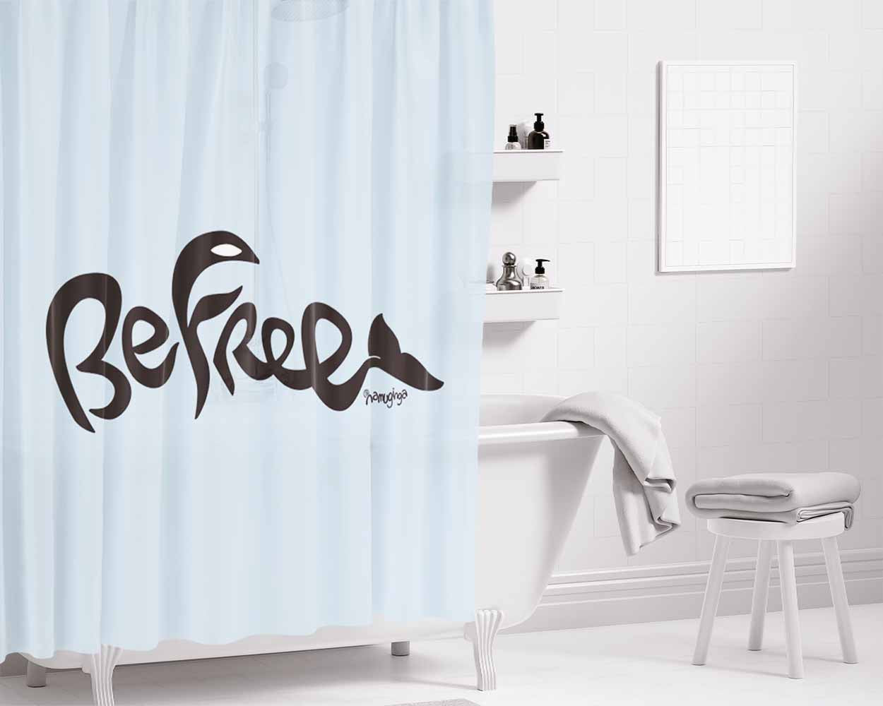 Be Free Bathroom Shower Curtain Fabric Waterproof | 66 X 72 Inch