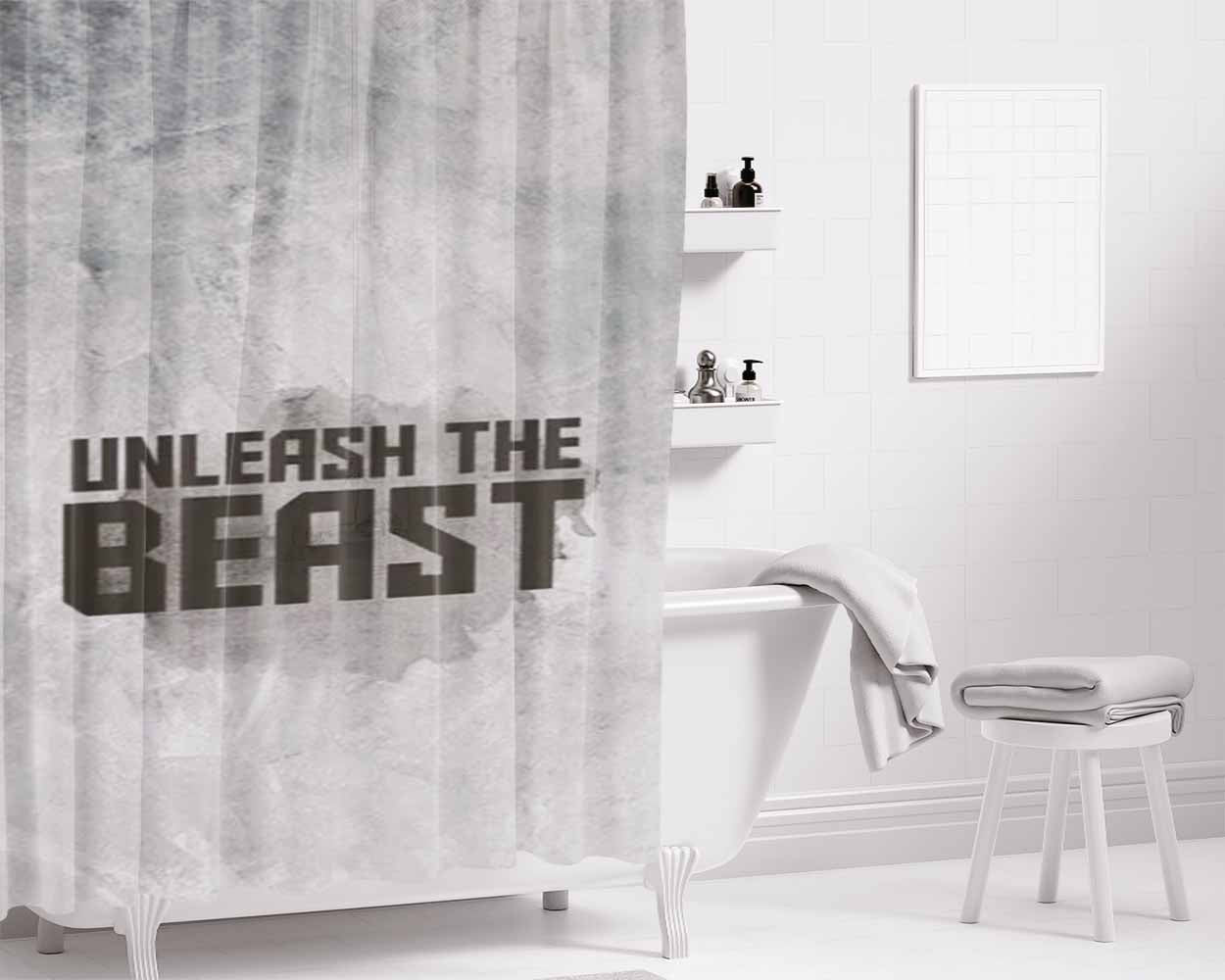 Beast Is Unleashed Bathroom Shower Curtain Fabric Waterproof | 66 X 72 Inch