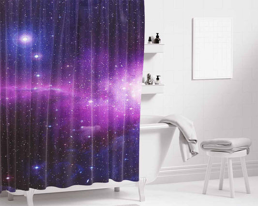 Beautiful Blue Purple Galaxy Bathroom Shower Curtain Fabric Waterproof | 66 X 72 Inch