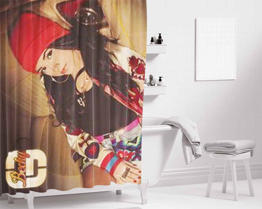Becky G Block Bathroom Shower Curtain Fabric Waterproof | 66 X 72 Inch