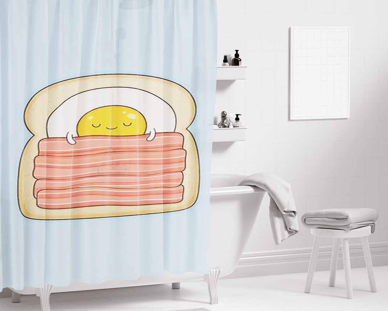 Bed And Breakfast Bathroom Shower Curtain Fabric Waterproof | 66 X 72 Inch