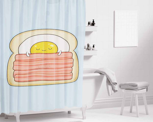 Bed And Breakfast Bathroom Shower Curtain Fabric Waterproof | 66 X 72 Inch