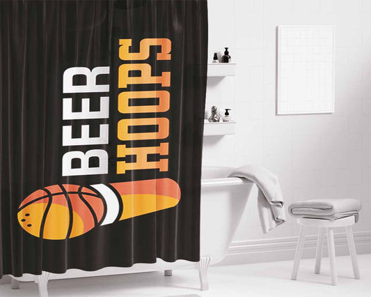 Beer Hoops Bathroom Shower Curtain Fabric Waterproof | 66 X 72 Inch