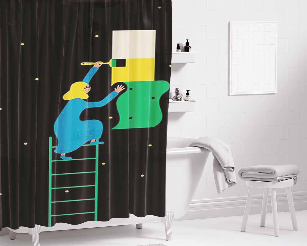 Behind The Stars Bathroom Shower Curtain Fabric Waterproof | 66 X 72 Inch