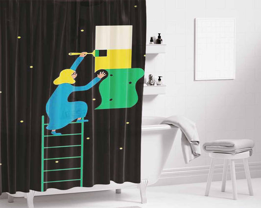 Behind The Stars Bathroom Shower Curtain Fabric Waterproof | 66 X 72 Inch