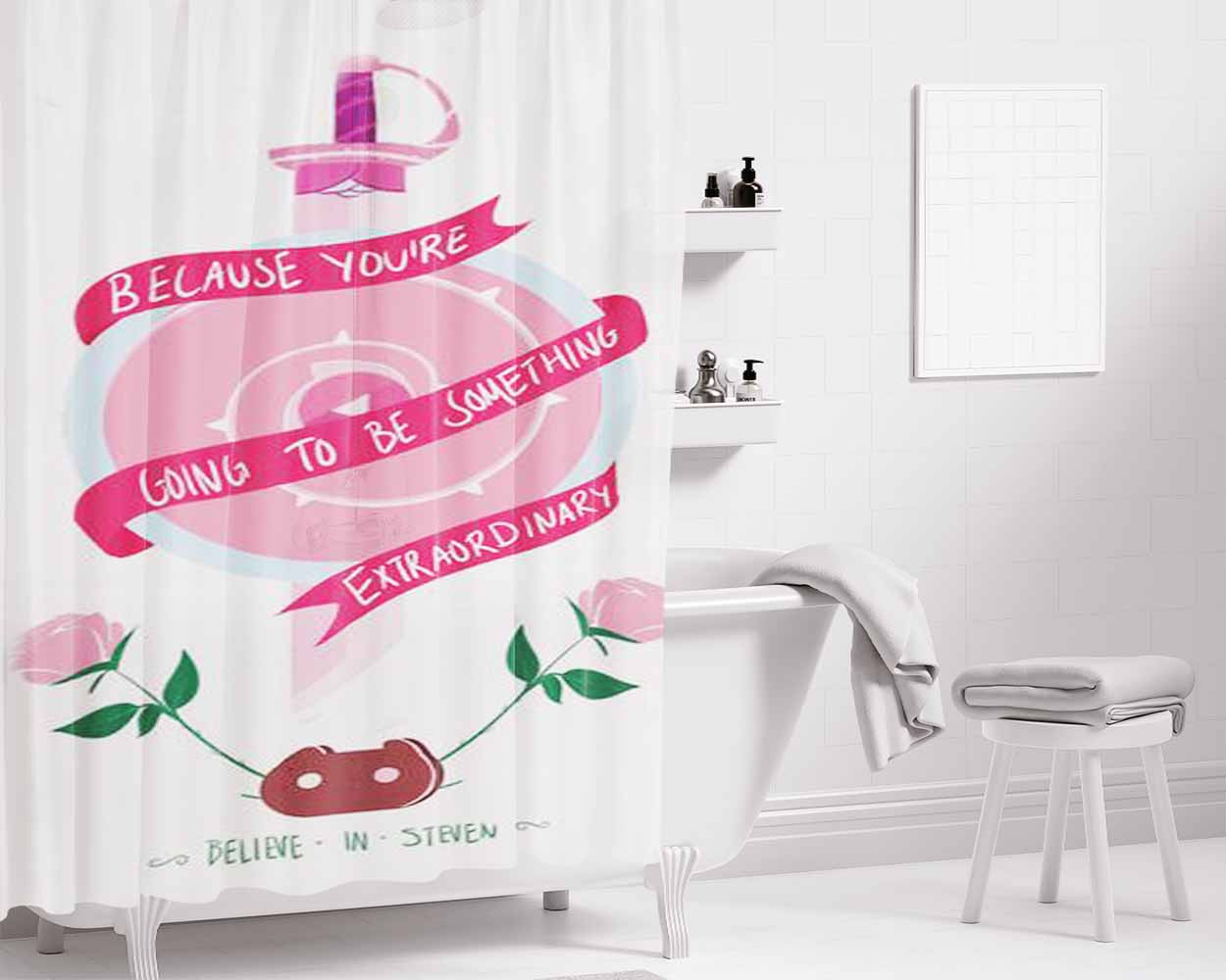 Believe In Steven Bathroom Shower Curtain Fabric Waterproof | 66 X 72 Inch