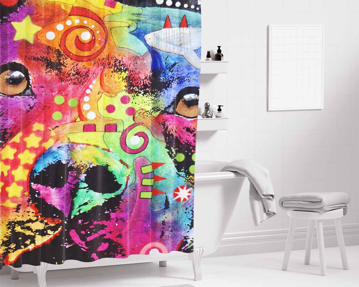 Bella Pitbull Bathroom Shower Curtain Fabric Waterproof | 66 X 72 Inch