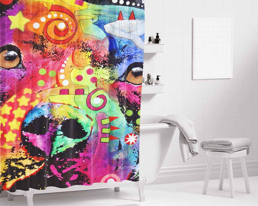 Bella Pitbull Bathroom Shower Curtain Fabric Waterproof | 66 X 72 Inch