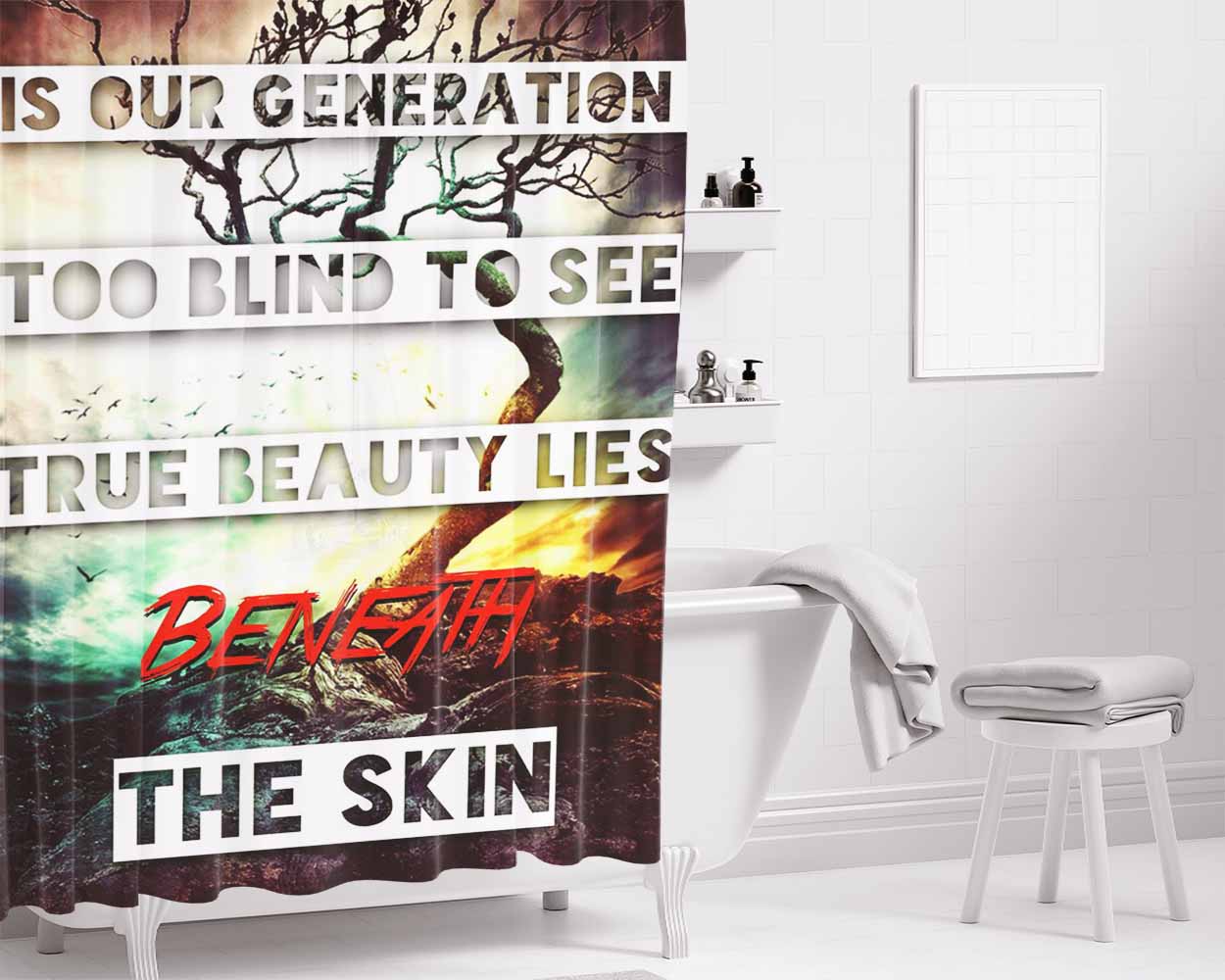 Beneath The Skin Bathroom Shower Curtain Fabric Waterproof | 66 X 72 Inch
