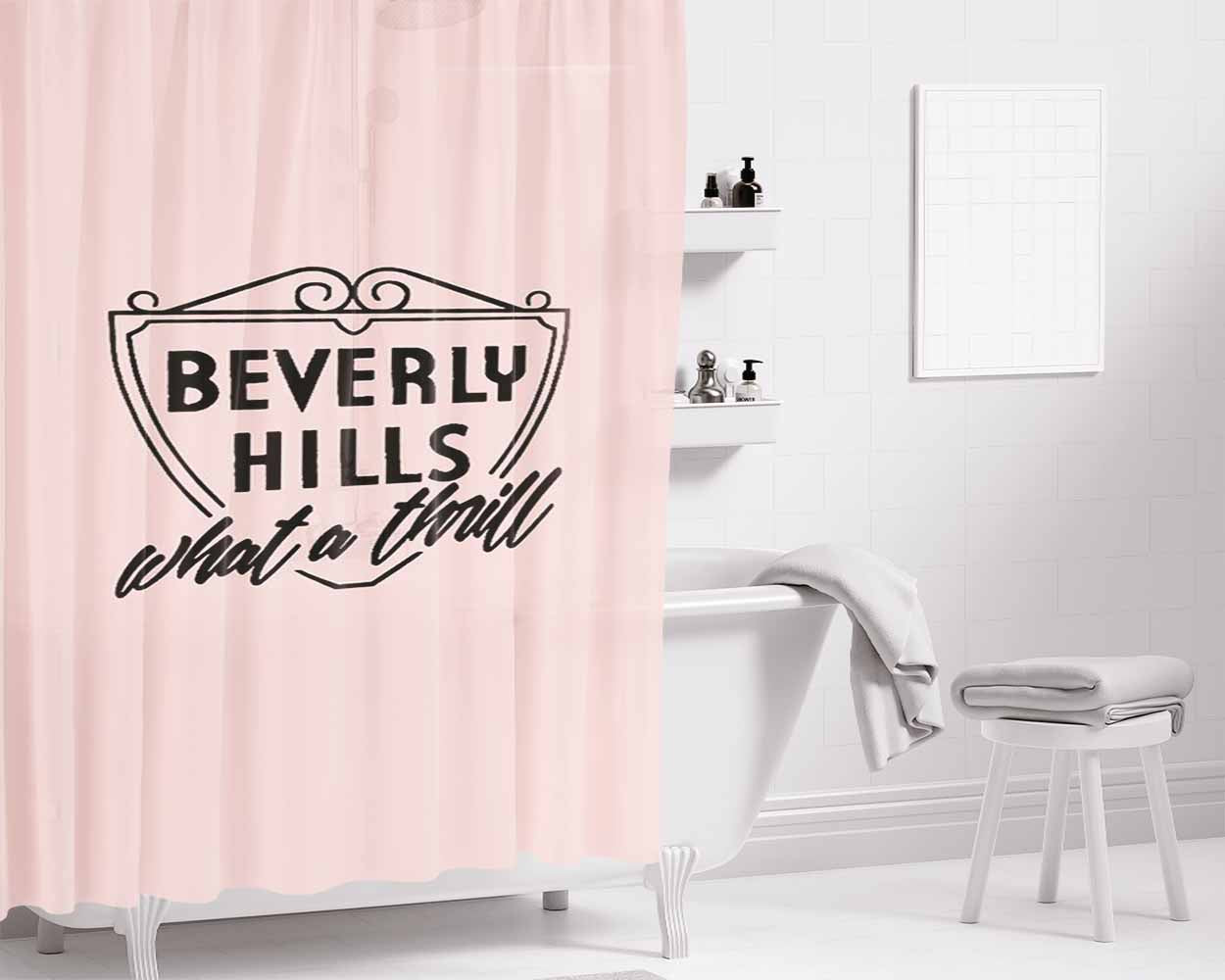 Beverly Troop Beverly Hills What A Thrill Reusable Bathroom Shower Curtain Fabric Waterproof | 66 X 72 Inch