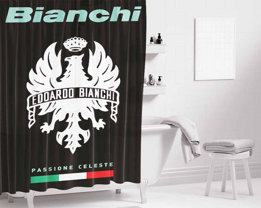 Bianchi Bicycles Bathroom Shower Curtain Fabric Waterproof | 66 X 72 Inch