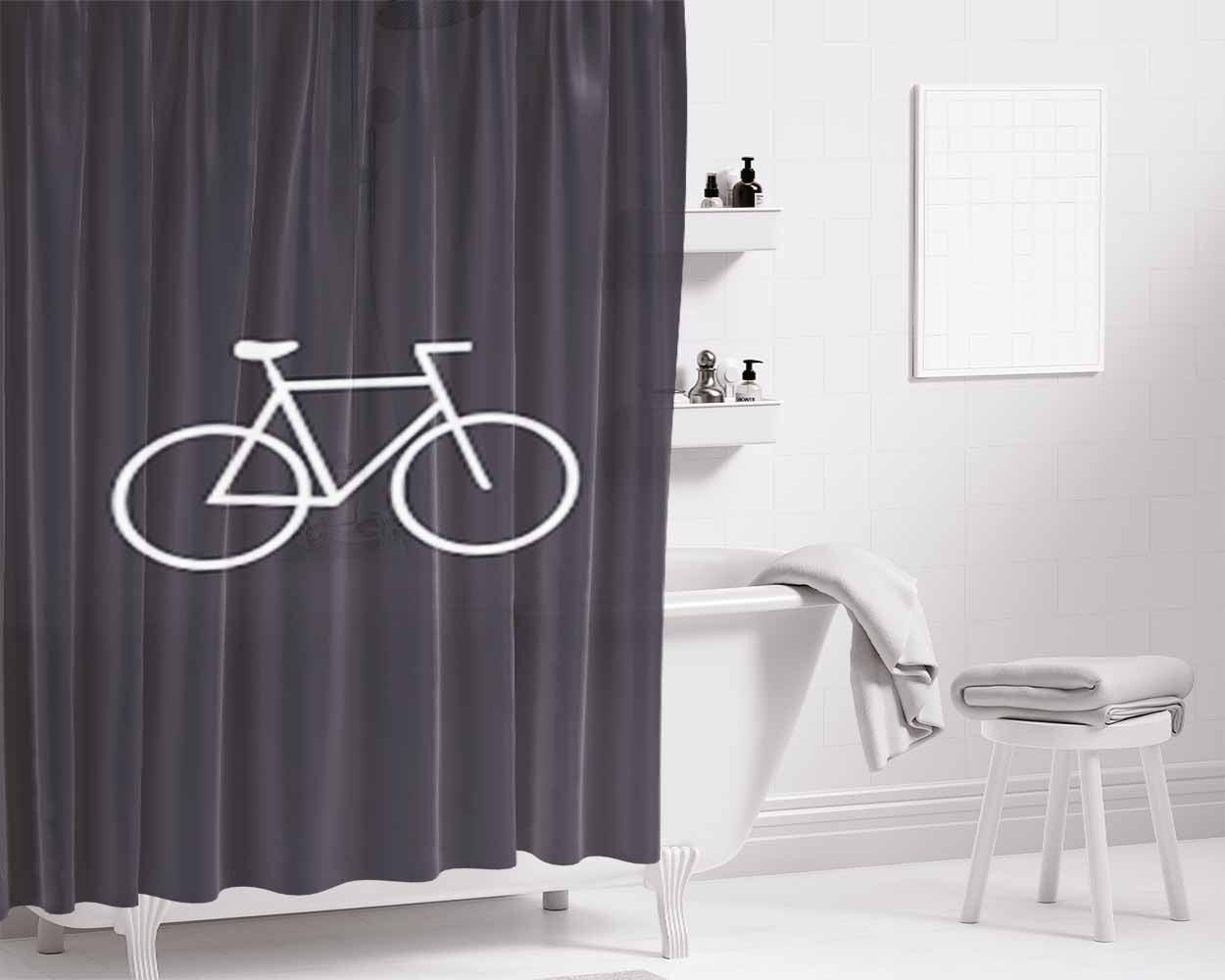 Bicycle Minimalistic Bathroom Shower Curtain Fabric Waterproof | 66 X 72 Inch