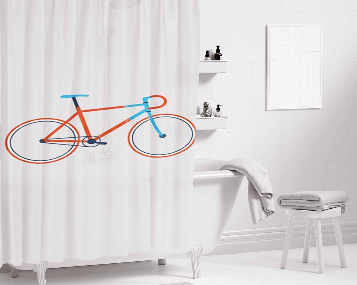 Bicycle Bathroom Shower Curtain Fabric Waterproof | 66 X 72 Inch