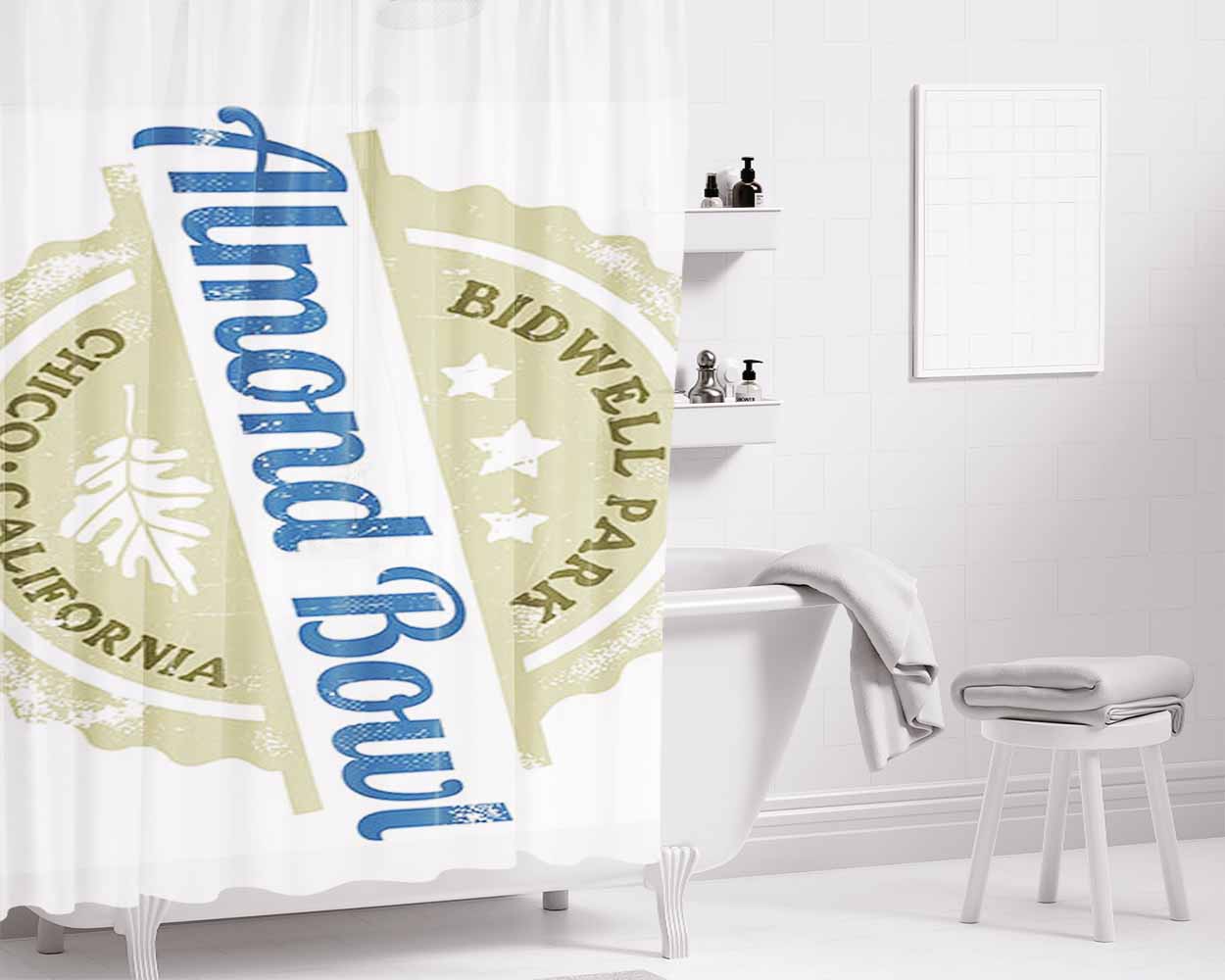 Bidwell Park Almond Bowl Bathroom Shower Curtain Fabric Waterproof | 66 X 72 Inch