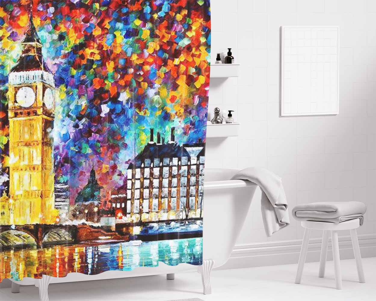 Big Ben London Art Bathroom Shower Curtain Fabric Waterproof | 66 X 72 Inch