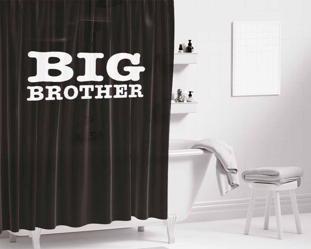 Big Brother Big Bro Sibling Birthday Gift Bathroom Shower Curtain Fabric Waterproof | 66 X 72 Inch