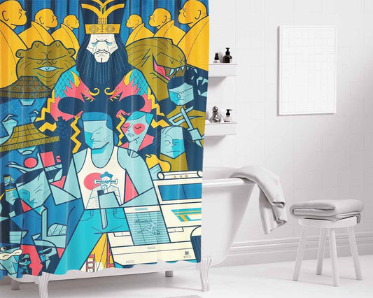 Big Trouble Bathroom Shower Curtain Fabric Waterproof | 66 X 72 Inch