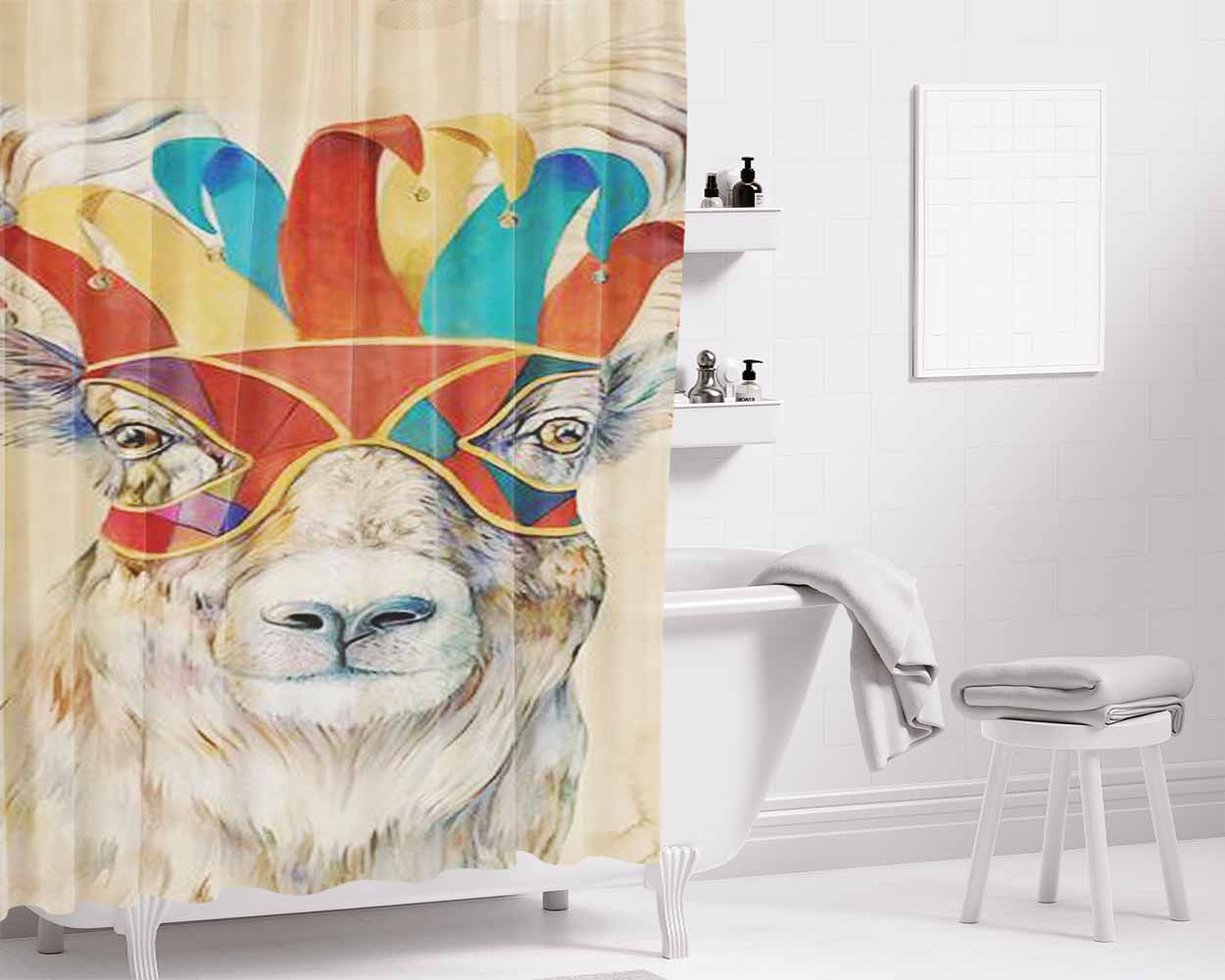 Bighorn Sheep Bathroom Shower Curtain Fabric Waterproof | 66 X 72 Inch