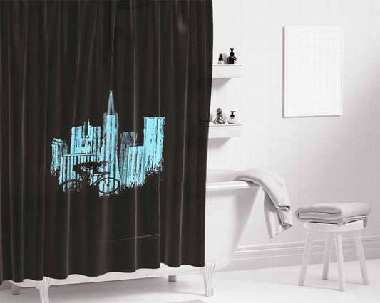 Bike San Francisco Cyclist Bathroom Shower Curtain Fabric Waterproof | 66 X 72 Inch