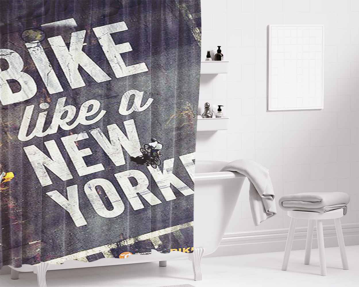 Bike Bathroom Shower Curtain Fabric Waterproof | 66 X 72 Inch