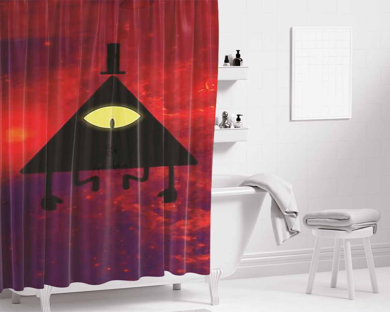 Bill Cipher Red Cloud Bathroom Shower Curtain Fabric Waterproof | 66 X 72 Inch