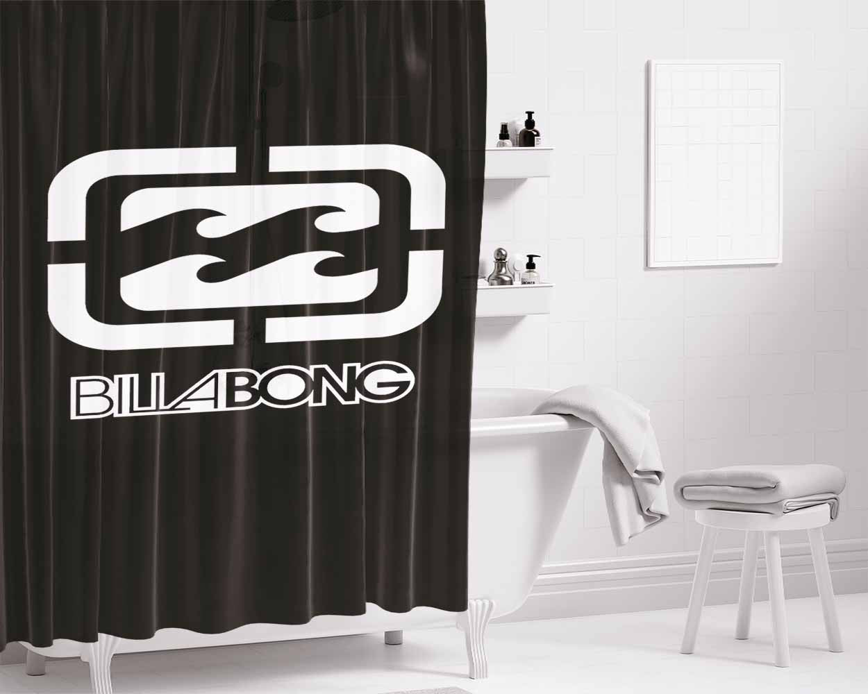 Billabong Logo Surfing Clothing Bathroom Shower Curtain Fabric Waterproof | 66 X 72 Inch
