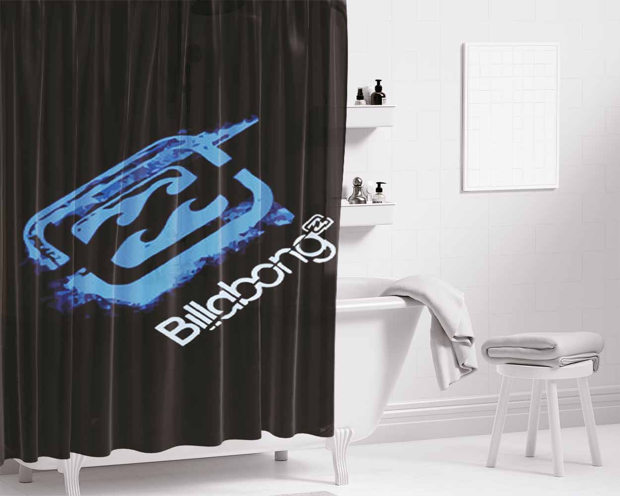 Billabong Surfing Logo Bathroom Shower Curtain Fabric Waterproof | 66 X 72 Inch