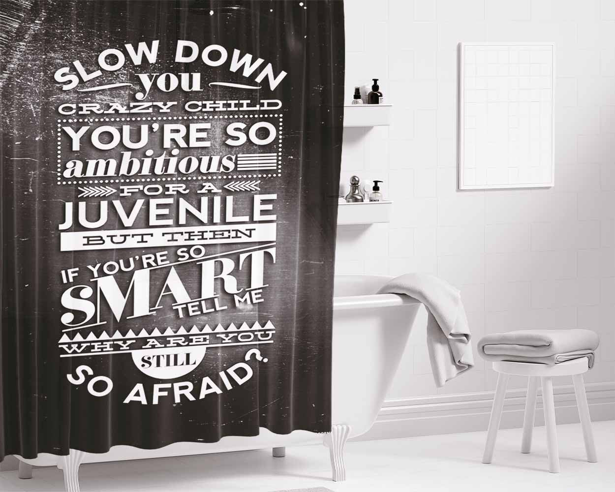 Billy Joel Typography Bathroom Shower Curtain Fabric Waterproof | 66 X 72 Inch