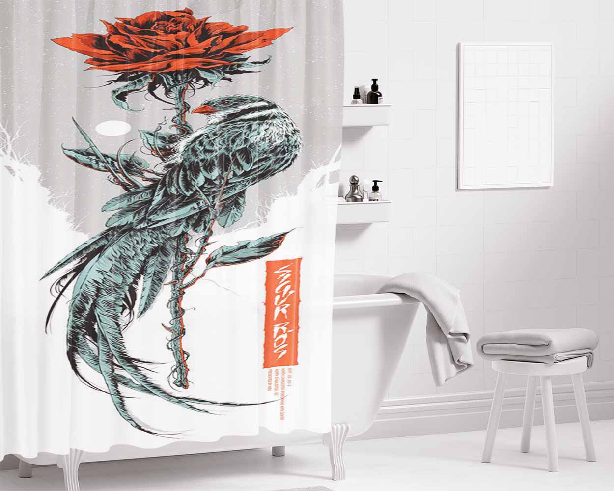 Bird Of Fire Bathroom Shower Curtain Fabric Waterproof | 66 X 72 Inch