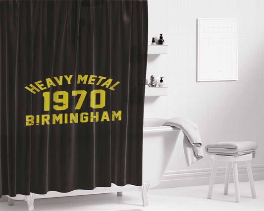 Birmingham Heavy Metal Nineteen Seventy Bathroom Shower Curtain Fabric Waterproof | 66 X 72 Inch