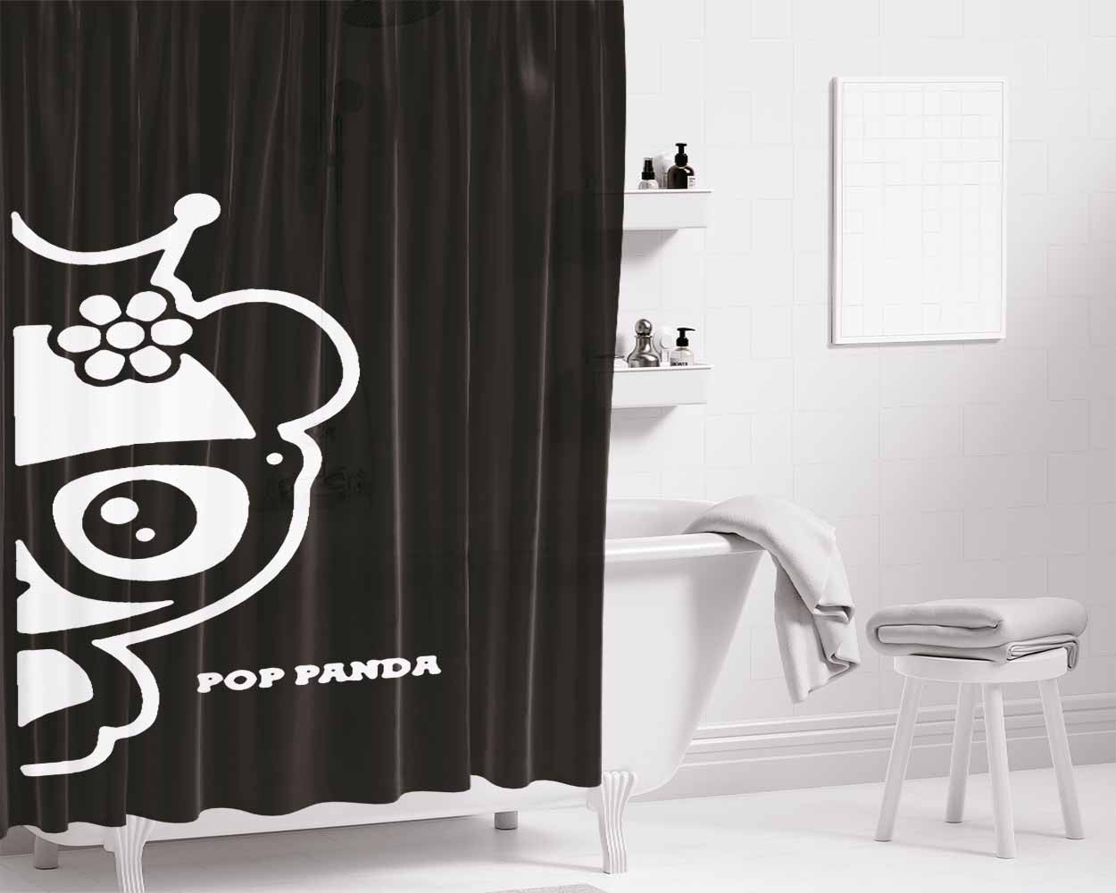Black Bathroom Shower Curtain Fabric Waterproof | 66 X 72 Inch