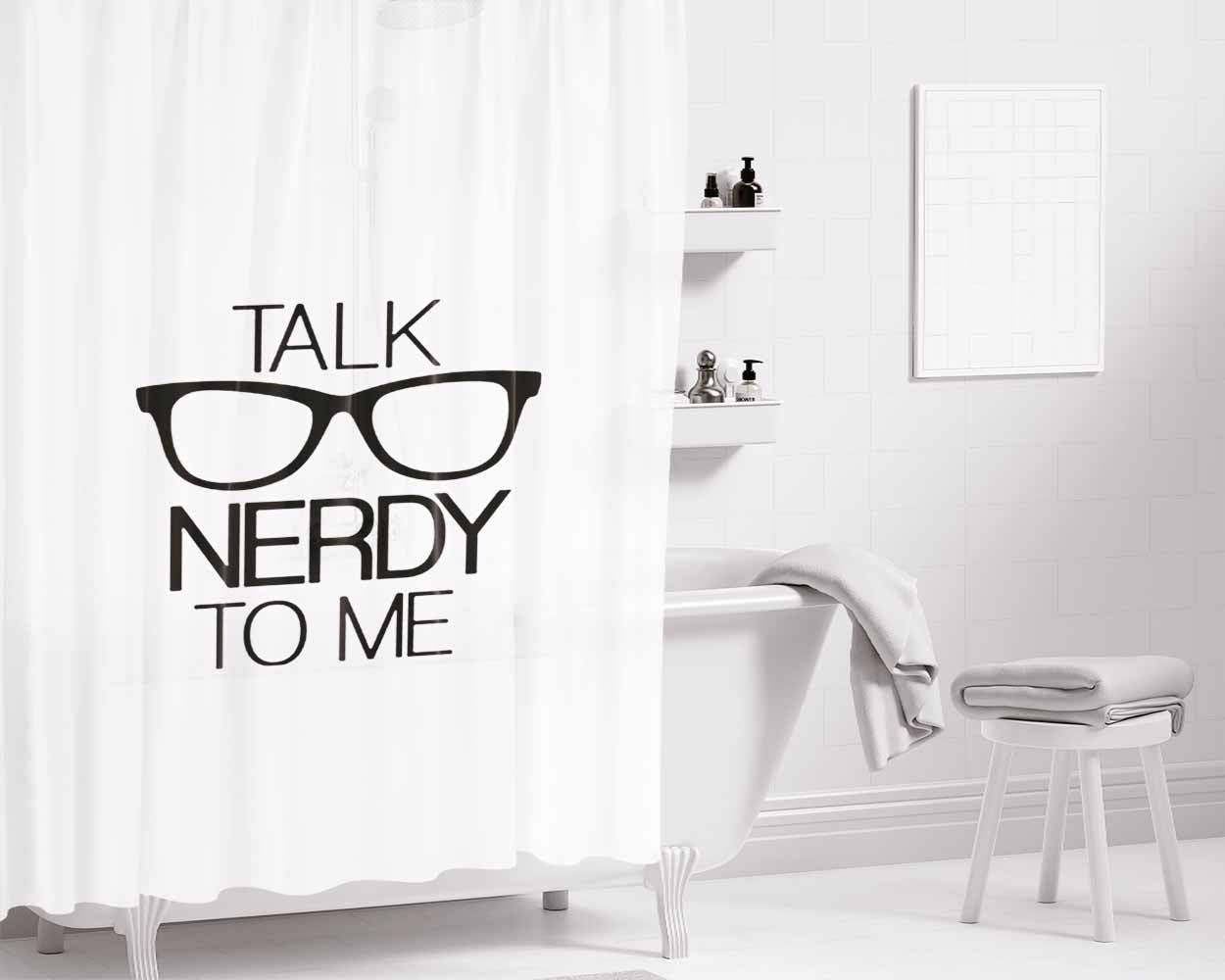 Black Glasses Bathroom Shower Curtain Fabric Waterproof | 66 X 72 Inch