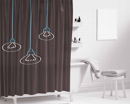 Black Light Bulbs Minimalistic Bathroom Shower Curtain Fabric Waterproof | 66 X 72 Inch