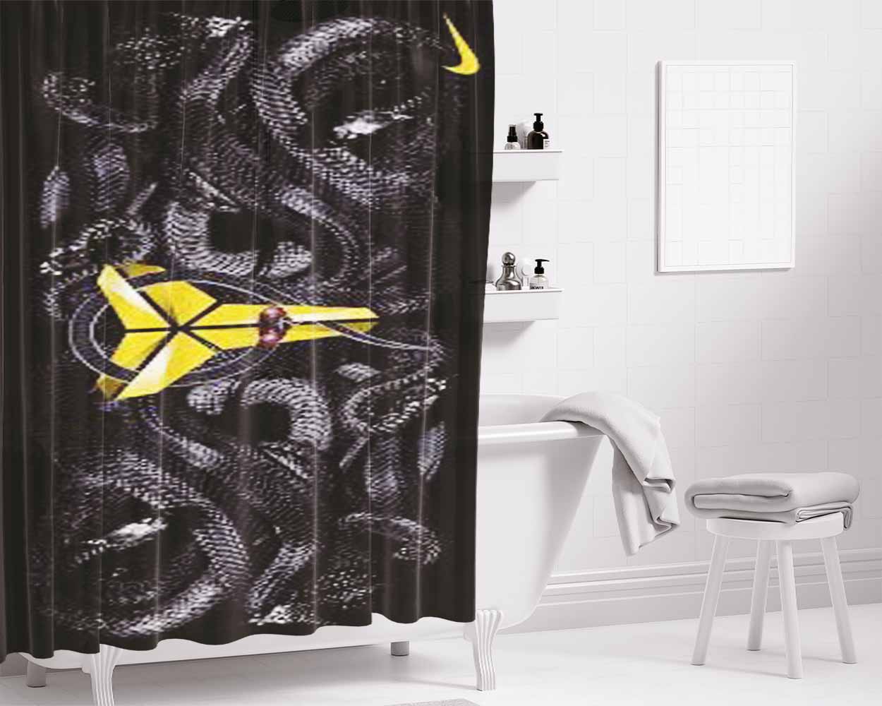 Black Mamba Nike Bathroom Shower Curtain Fabric Waterproof | 66 X 72 Inch