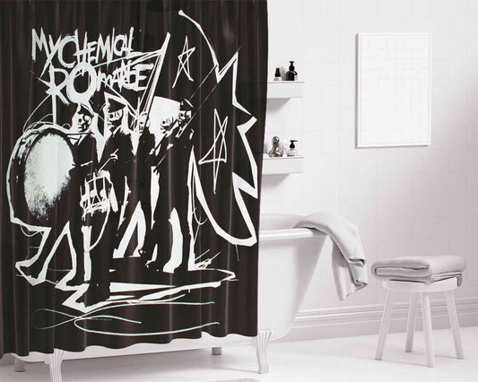 Black Marching Band Bathroom Shower Curtain Fabric Waterproof | 66 X 72 Inch