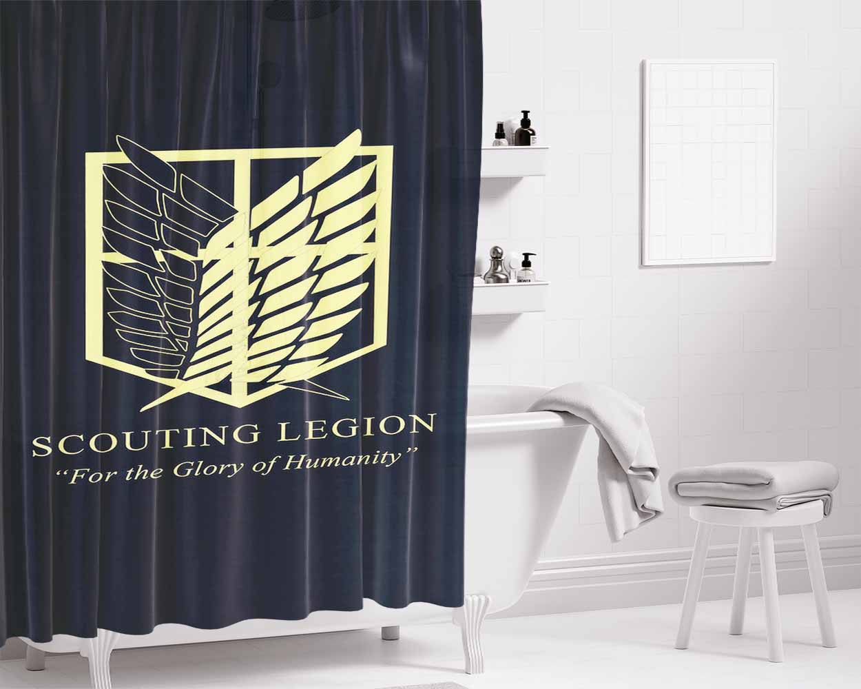 Black Scouting Legion Bathroom Shower Curtain Fabric Waterproof | 66 X 72 Inch