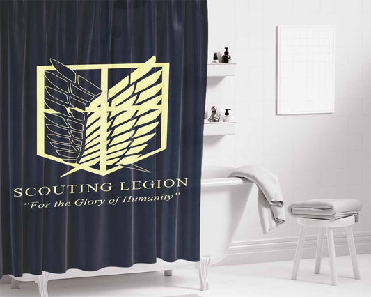 Black Scouting Legion Bathroom Shower Curtain Fabric Waterproof | 66 X 72 Inch