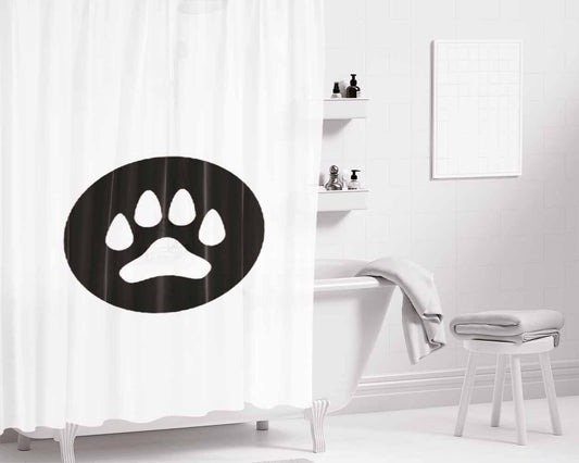 Black White Paw Bathroom Shower Curtain Fabric Waterproof | 66 X 72 Inch