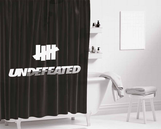 Black White Undefeated Logo Bathroom Shower Curtain Fabric Waterproof | 66 X 72 Inch