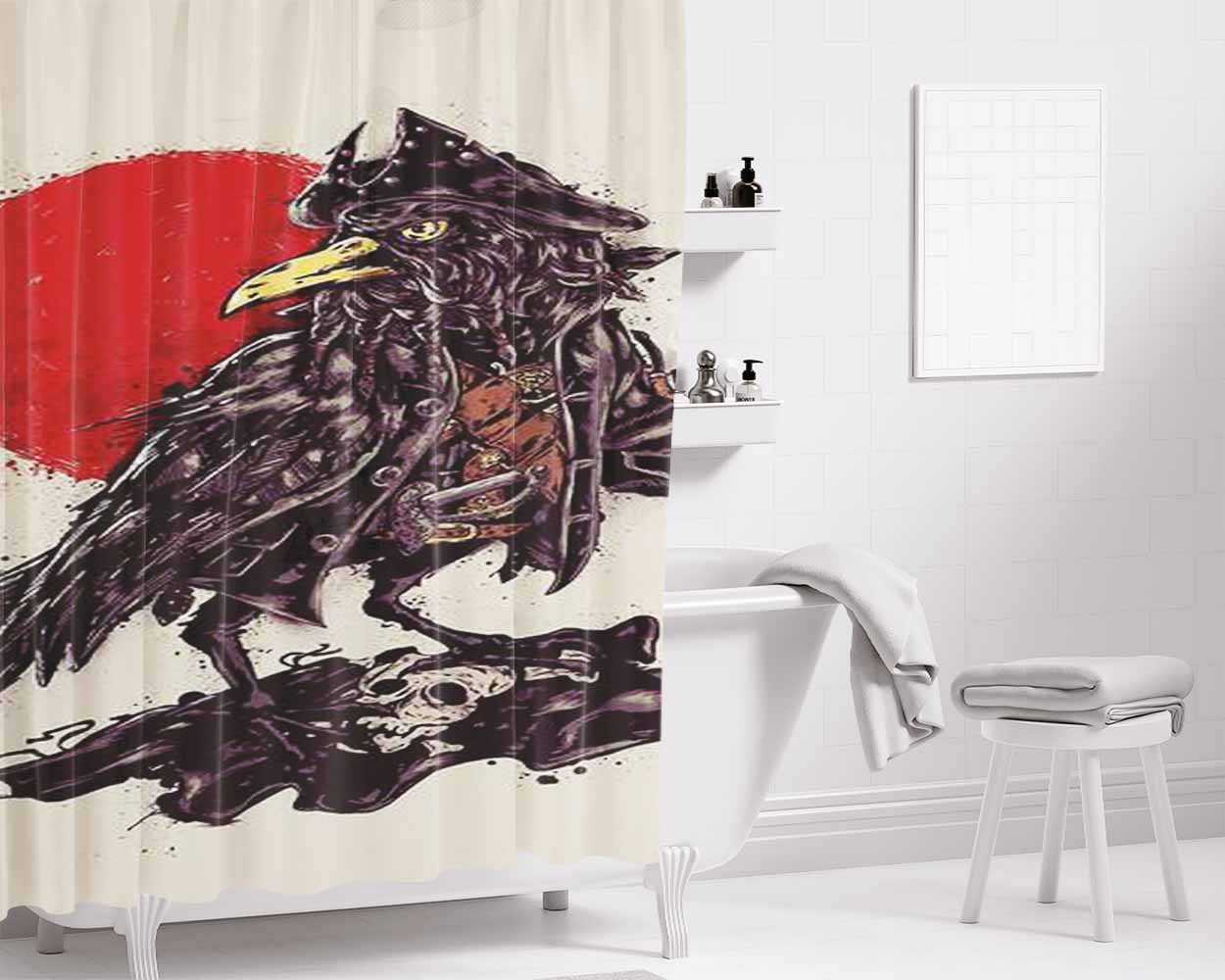 Blackbi Eard Bathroom Shower Curtain Fabric Waterproof | 66 X 72 Inch