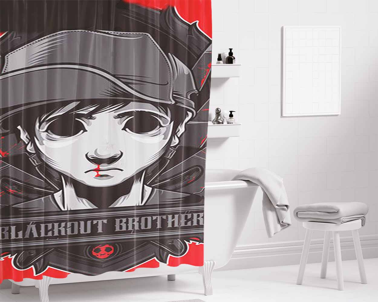 Blackout Brother Bathroom Shower Curtain Fabric Waterproof | 66 X 72 Inch