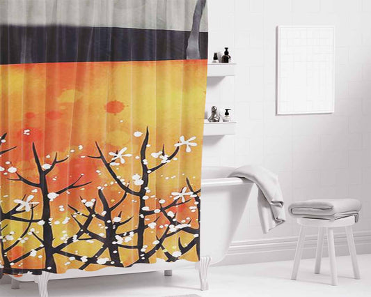 Blackthorn Bathroom Shower Curtain Fabric Waterproof | 66 X 72 Inch