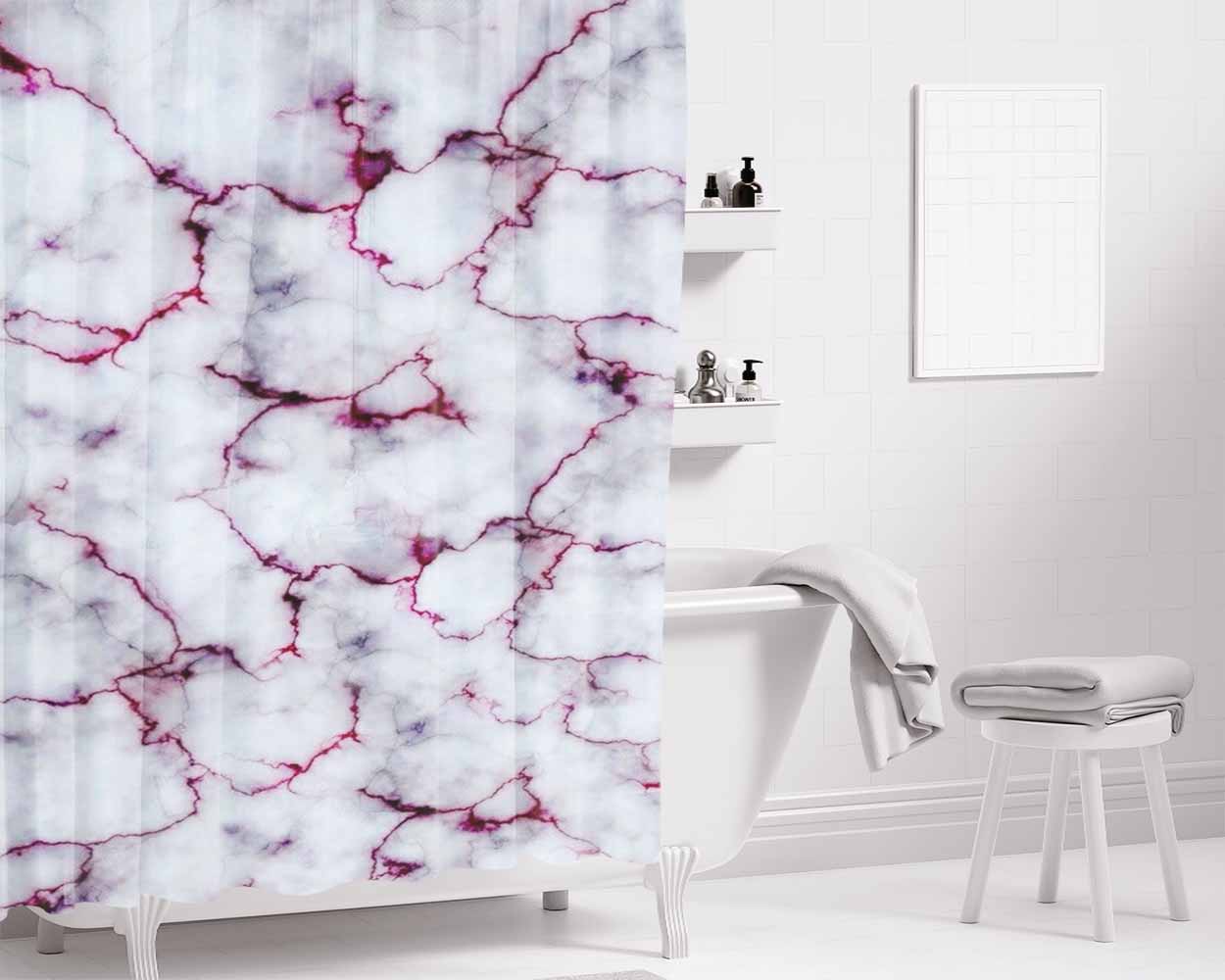 Blood Marble Bathroom Shower Curtain Fabric Waterproof | 66 X 72 Inch
