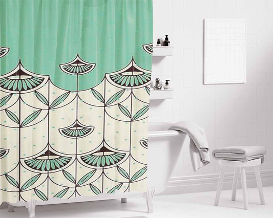Blooming Winter Bathroom Shower Curtain Fabric Waterproof | 66 X 72 Inch